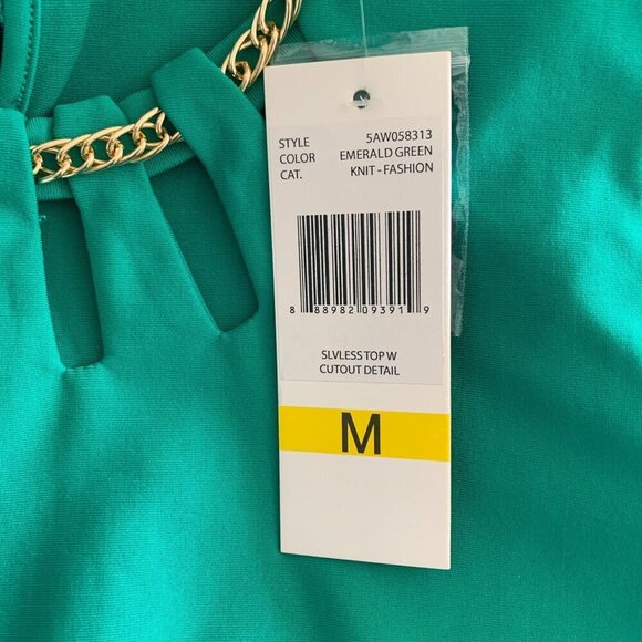 Russell Kemp New York Emerald Green Sleevless Top With Cutout Detail Sz Med NWT - Picture 6 of 7